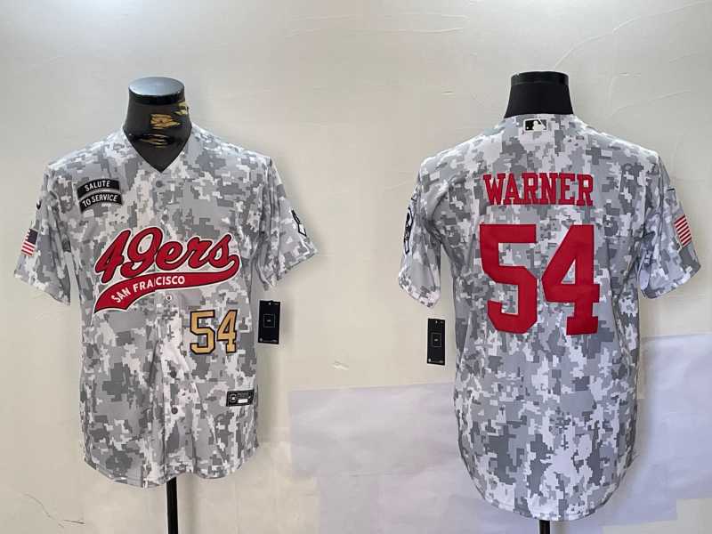 Men%27s San Francisco 49ers #54 Fred Warner Arctic Camo 2024 Salute to Service Stitched Baseball Jerseys